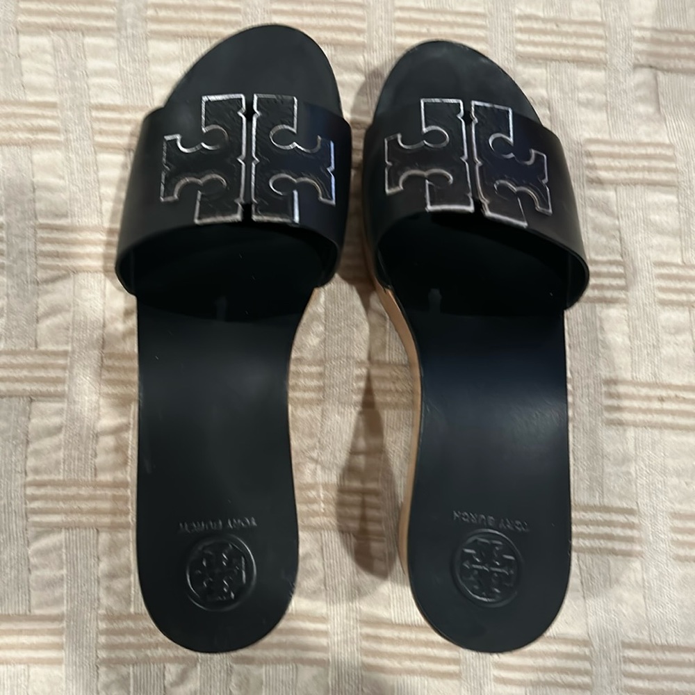Tory Burch Black Wedge/Slide Size 7.5